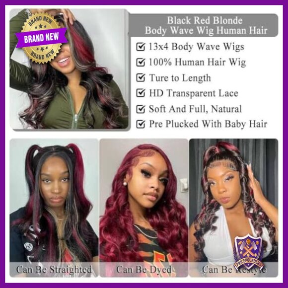13x4 Lace Front Wig 20 Inch Body Wave 180 Density Human Hair Glueless main image 6